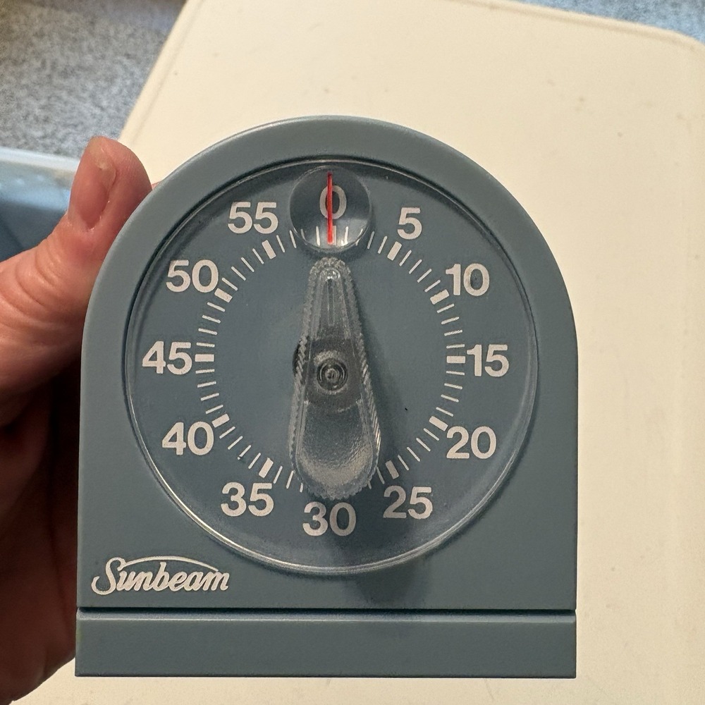 Vintage Sunbeam Blue Kitchen 60 Min Timer Clean w/Magnifier Made In USA 0347